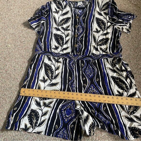 Vintage Geometric Floral Patterned Romper Plus Size Jumpsuit - Picture 8 of 12